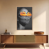 Surreal Sunset Face, Ocean Reflection, Fashion Photography, Abstract Beauty, Framed Canvas Print, Bedroom Wall Art, Modern Pop Art