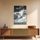 Surfer Wave, Ocean Power, Extreme Sports Art, Framed Canvas Print, Beach House Decor, Surfing Wall Art, Coastal Adventure Scene