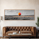 Hot Air Balloon, Colorful Sky, Open Field, Adventure Art, Framed Canvas Print, Whimsical Decor, Playroom Wall Art, Travel Theme