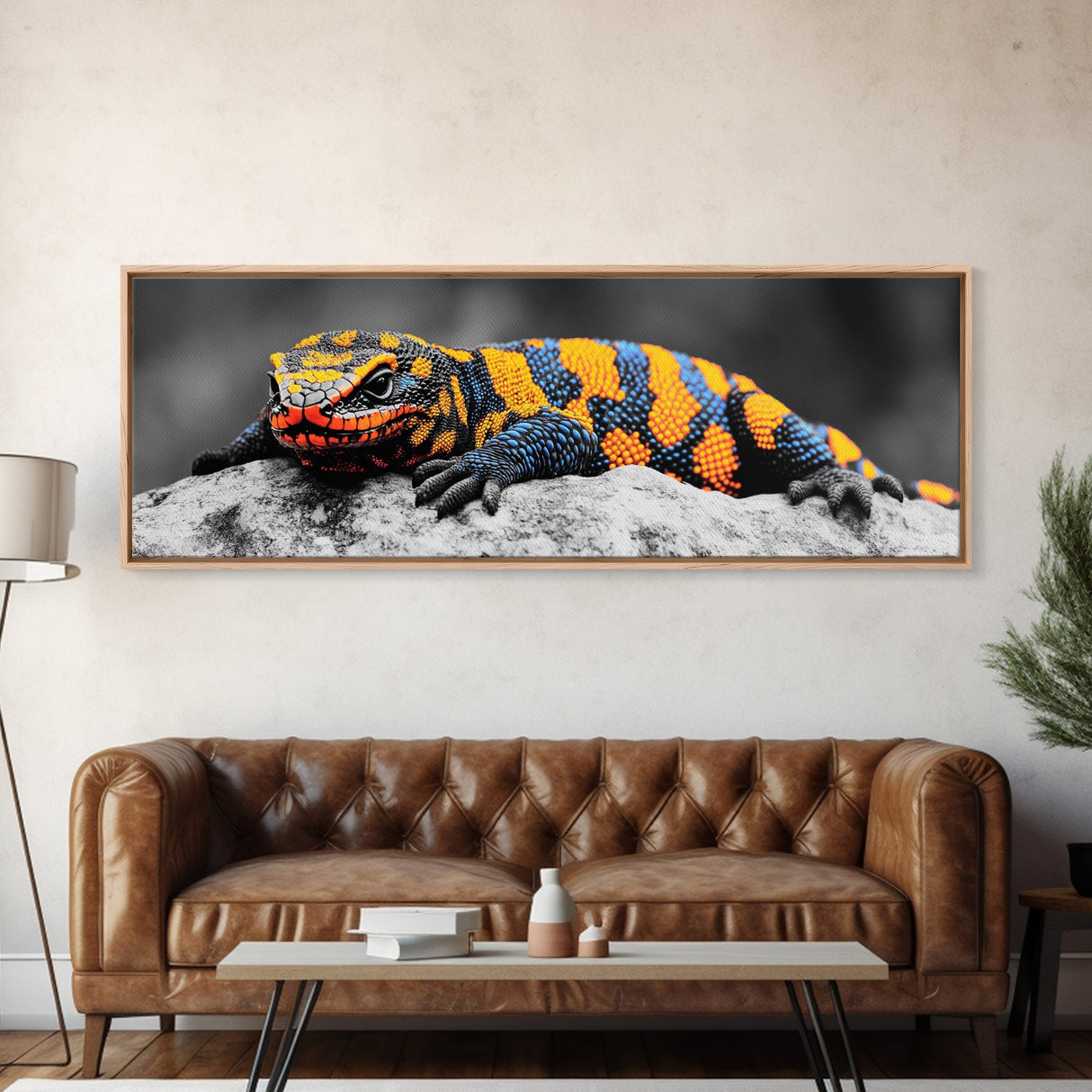 Colorful Lizard Art, Vibrant Reptile Closeup, Wildlife Macro, Canvas Print, Bold Nature Decor, Kids Room Wall Art, Bedroom Wall Art