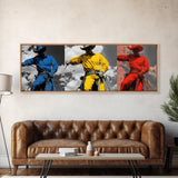 Cowboy Pop Art, Red Yellow Blue Trio, Western Rodeo Style, Framed Canvas Print, Bold Color Wall Art, Man Cave Decor, Modern Western Art