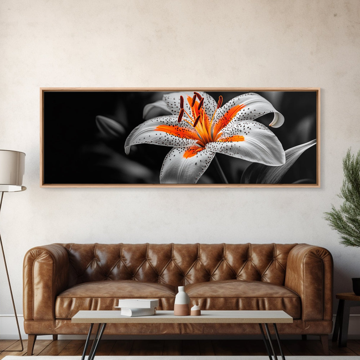 Lily Closeup, Vibrant Bloom, Floral Detail, Orange Petals, Framed Canvas Print, Kitchen Wall Art, Nature Inspired Art, Botanical Print
