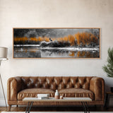 Autumn Marsh Scene, Duck Reflection, Moody Landscape, Canvas Print, Fall nature wall art, rustic home decor, cabin wall print