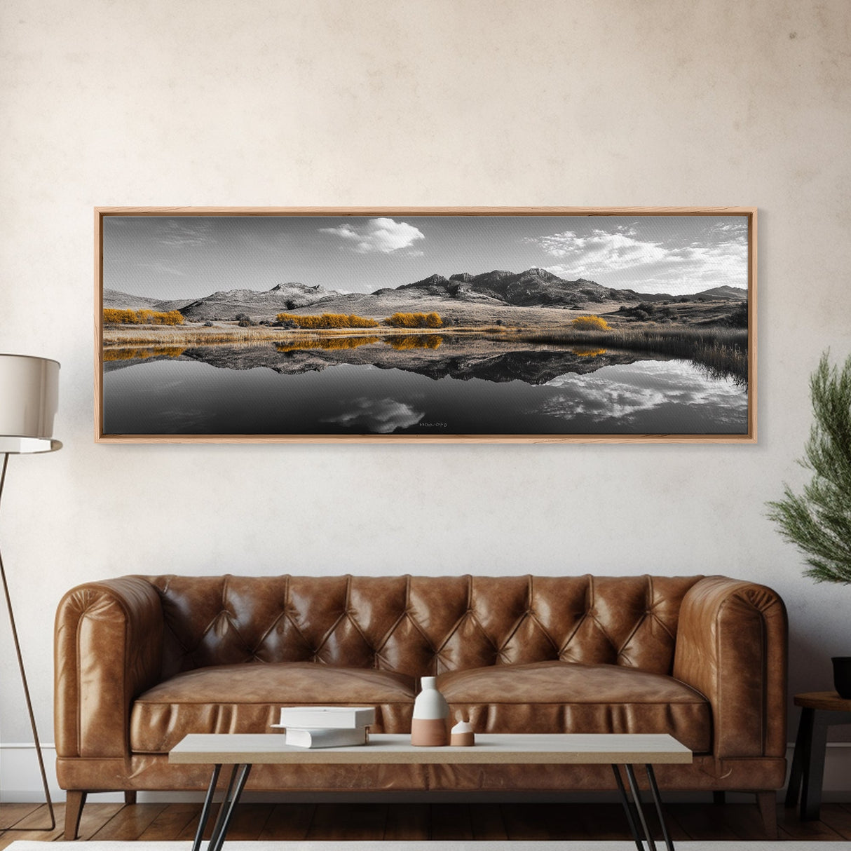 Yellow Trees, Mirror Lake, Majestic Mountains, Canvas Print, Fall Wall Art, Nature Photography, Peaceful Landscape Decor