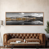Yellow Trees, Mirror Lake, Majestic Mountains, Canvas Print, Fall Wall Art, Nature Photography, Peaceful Landscape Decor