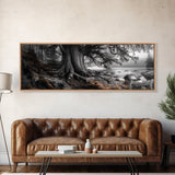 Ancient Tree, Forest Roots, Coastal Woods, Mystical Scene, Framed Canvas Print, Nature Wall Art, Woodland Decor, Moody Living Room Art