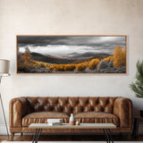 Fall Hills, Autumn Forest, Moody Landscape, Rolling Mountains, Framed Canvas Print, Cabin Wall Art, Nature Photography, Cozy Home Decor