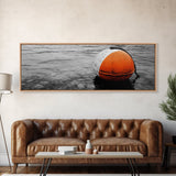 Orange Buoy Water, Minimal Marine Still Life, Nautical Photography, Ocean Vibe, Canvas Print, Bathroom Wall Art, Coastal Industrial Decor