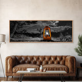 Lantern Glow, Night Forest, Rustic Camping, Glowing Light, Canvas Print, Fall Wall Art, Cozy Home Accent, Cabin or Den Decor