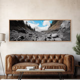 Rocky Trail, Blue Sky, Wilderness Path, Forest Adventure, Canvas Print, Rustic Nature Art, Hiking Wall Art, Cabin Living Room Decor