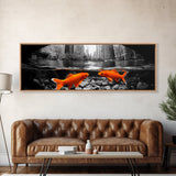 City Meets Nature, Urban Fish, Goldfish Art, Surreal Street Scene, Framed Canvas Print, Quirky Kitchen Wall Art, Modern Whimsical Decor