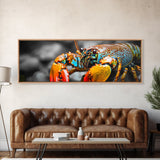 Closeup Lobster Claws, Colorful Sea Creature Art, Bold Detail Nature Print, Framed Canvas Print, Kitchen Wall Art, Tropical Coastal Decor