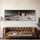 Desert Monolith Landscape, Orange Canyon Art, Southwest Nature Wall Decor, Framed Canvas Print, Rustic Home Art, Minimalist Earth Tones