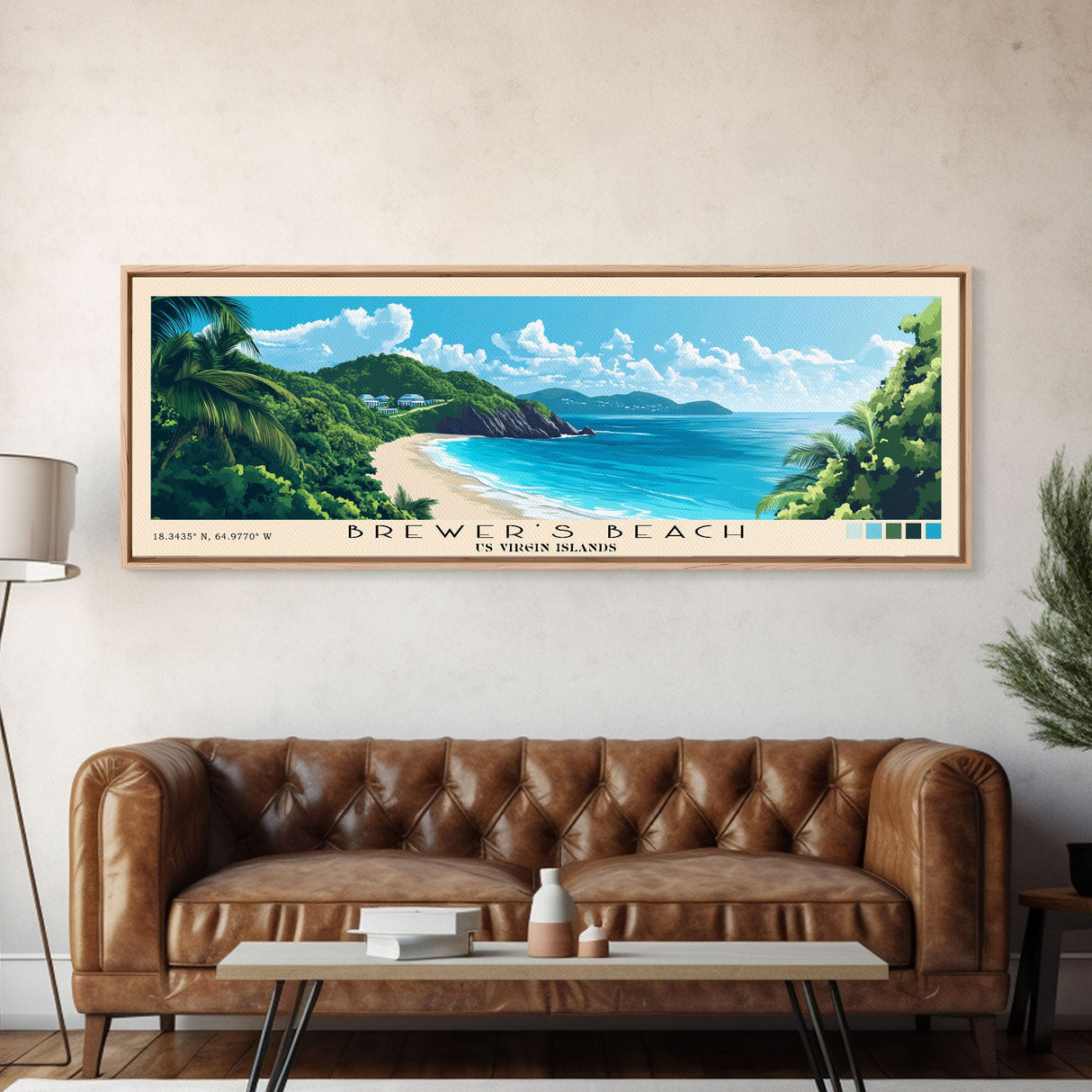 Brewer’s Beach, US Virgin islands Panoramic Print, Vacation Gift, US Virgin islands Wall Art, Beach Painting, Beach Decor, Beach Or Lakehouse Art