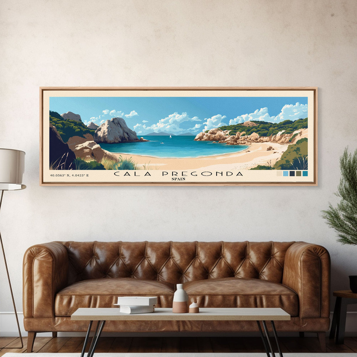 Cala Pregonda, Spain Panoramic Print, Vacation Gift, Spain Wall Art, Beach Painting, Beach Decor, Beach Or Lakehouse Art