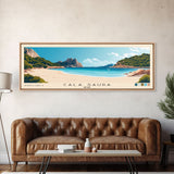 Cala Saura, Spain Panoramic Print, Vacation Gift, Spain Wall Art, Beach Painting, Beach Decor, Large Wall Art, Wood Frame Art