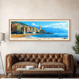 Camogli Beach, Italy Panoramic Beach Print, Vacation Gift, Italy Wall Art, Beach Painting, Beach Decor, Beach Painting