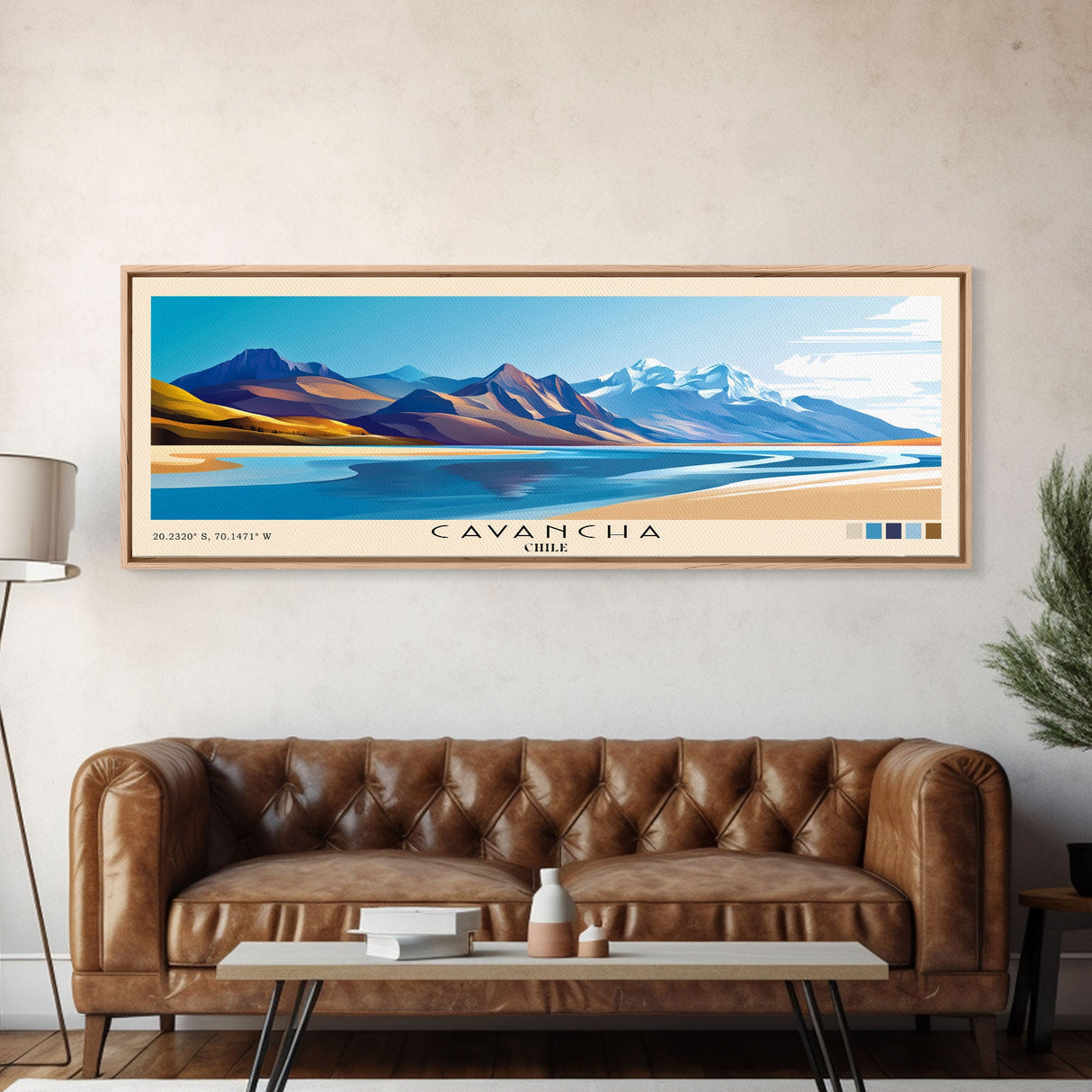 Cavancha, Chile Panoramic Print, Vacation Gift, Chile Wall Art, Beach Painting, Beach Decor, Large Wall Art, Wood Frame Art