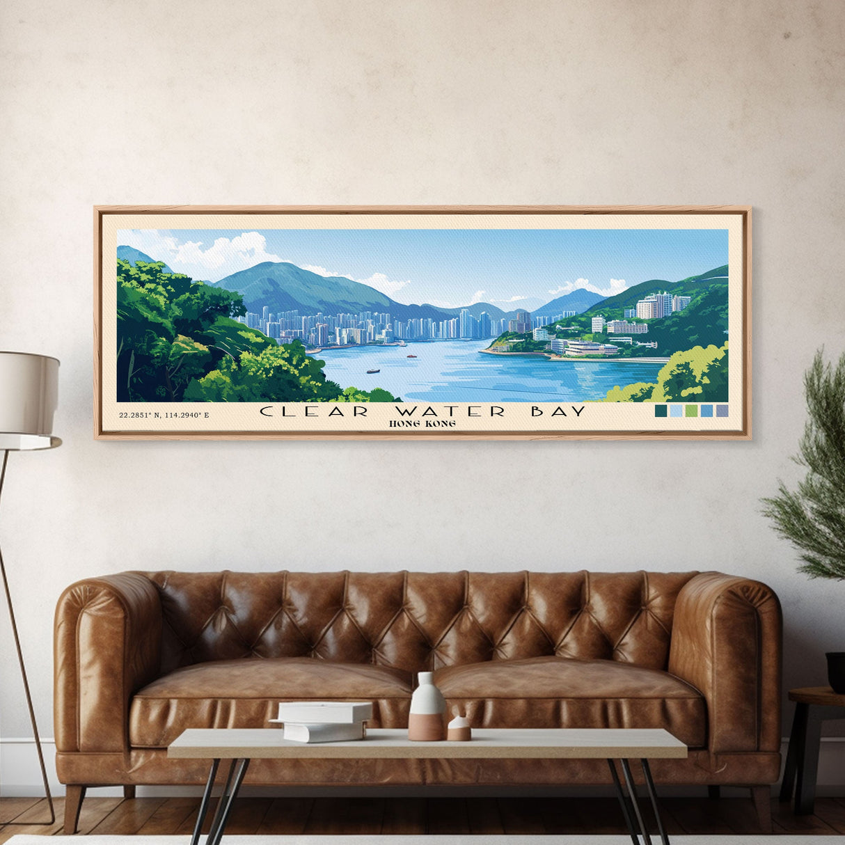Clear Water Bay, Hong Kong Panoramic Beach Print, Vacation Gift, Hong Kong Wall Art, Beach Painting, Beach Decor, Beach Painting