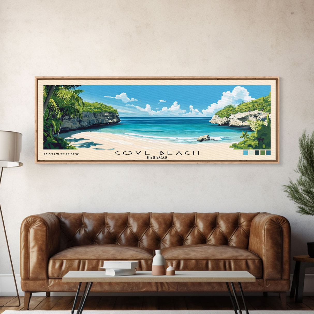 Cove Beach, Bahamas Panoramic Print, Vacation Gift, Bahamas Wall Art, Vacation Wall Art, Vacatation Memories, Beach Decor, Beach Or Lakehouse Art