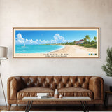 Grace Bay, Turks and Caicos Islands Panoramic Beach Print, Vacation Gift, Turks and Caicos Islands Wall Art, Framed Canvas Print, Framed Beach Painting