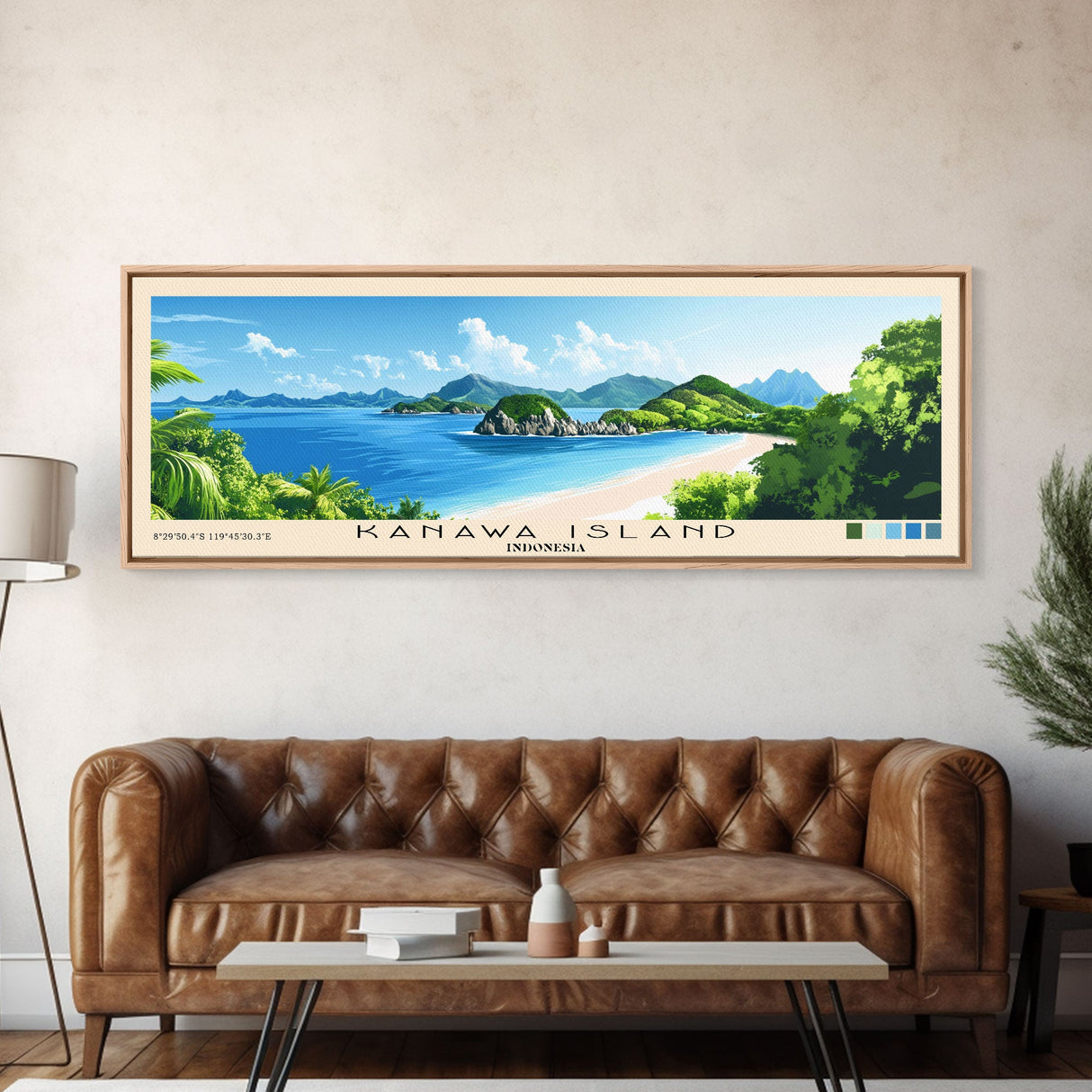 Kanawa Island, Indonesia Panoramic Beach Print, Vacation Gift, Indonesia Wall Art, Beach Painting, Beach Decor, Beach Painting