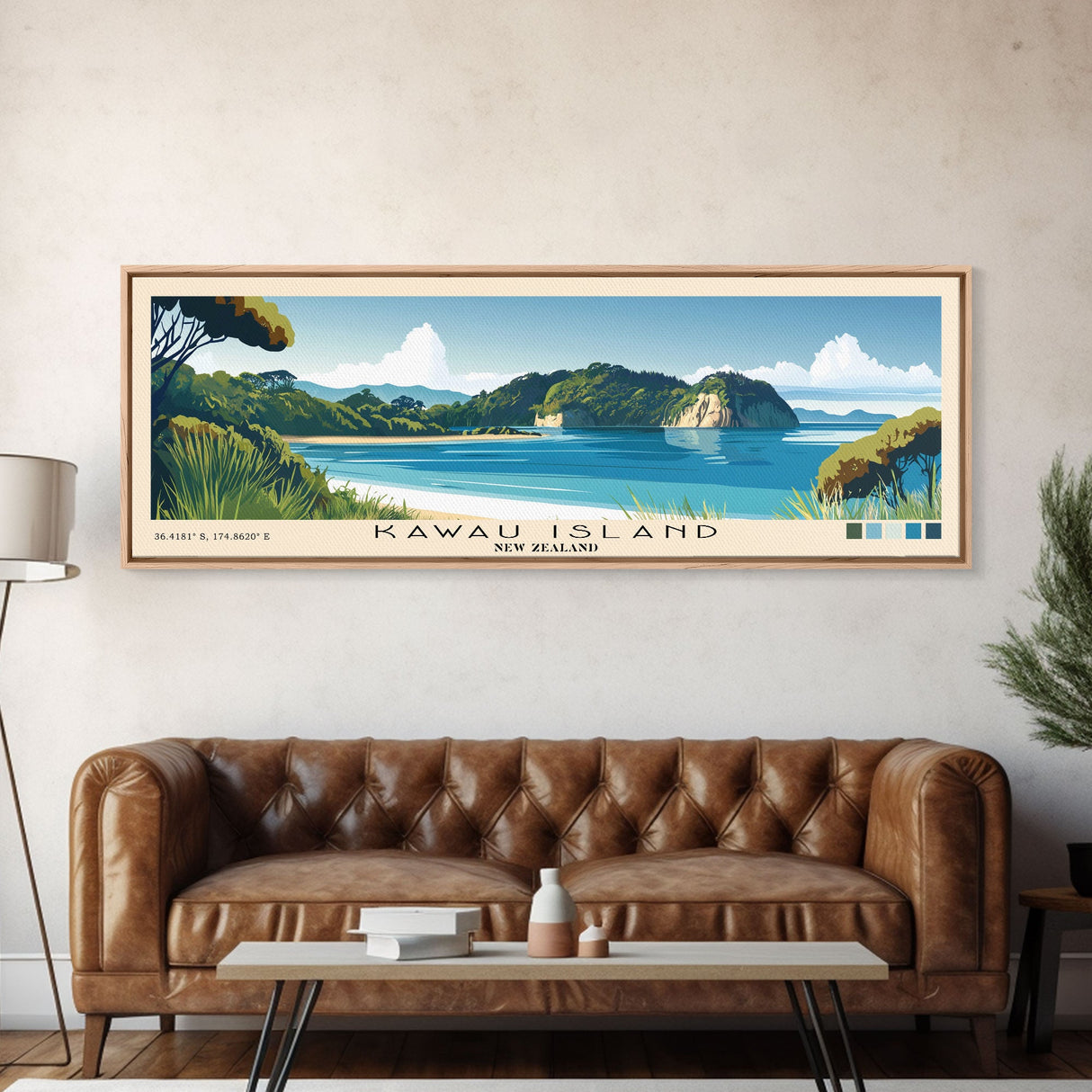 Kawau Island, New Zealand Panoramic Print, Vacation Gift, New Zealand Wall Art, Beach Painting, Beach Decor, Beach Or Lakehouse Art