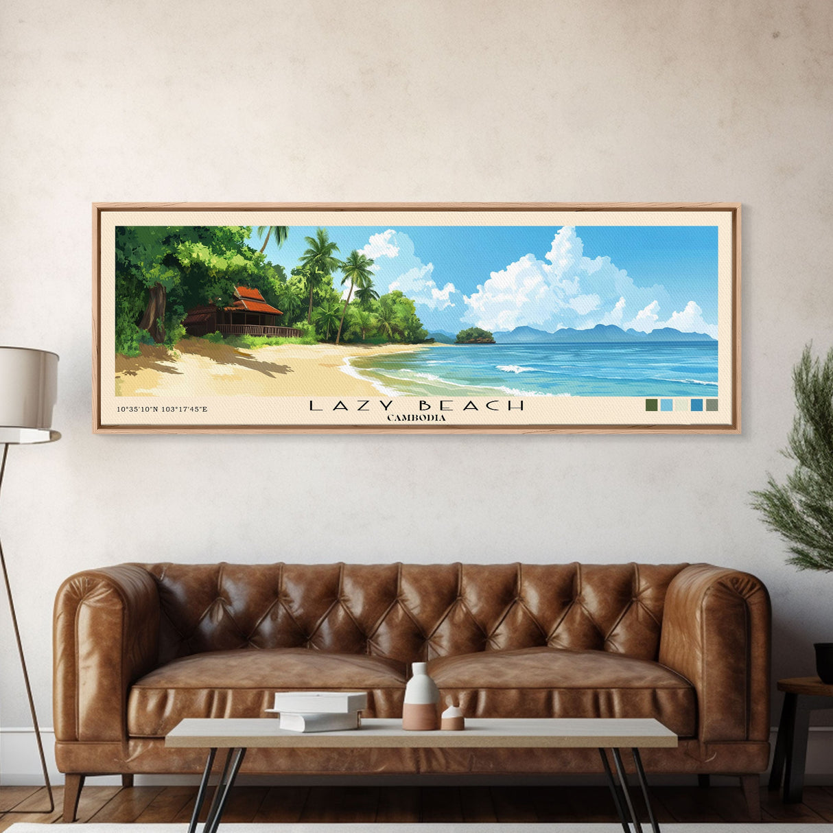 Lazy Beach, Cambodia Panoramic Print, Vacation Gift, Cambodia Wall Art, Vacation Wall Art, Vacatation Memories, Beach Decor, Beach Or Lakehouse Art
