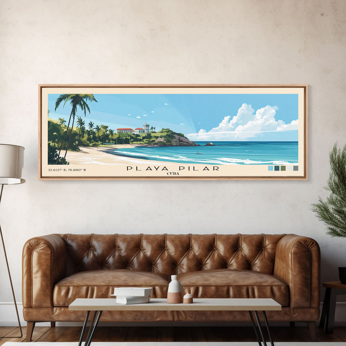 Playa Pilar, Cuba Panoramic Beach Print, Vacation Gift, Cuba Wall Art, Beach Painting, Beach Decor, Beach Painting