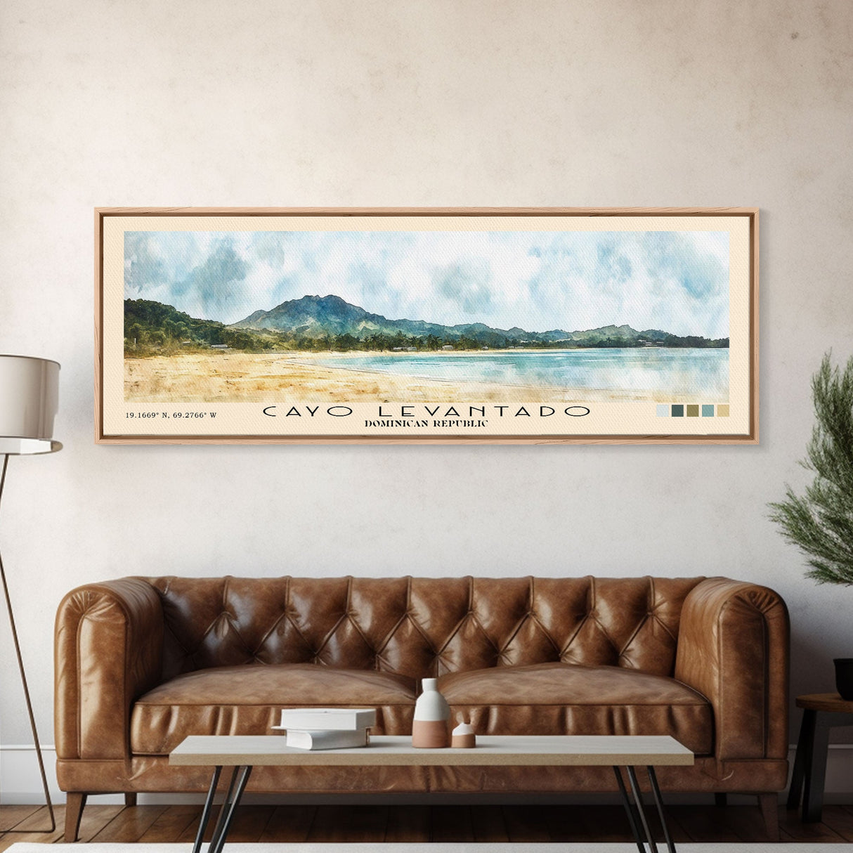 Cayo Levantado, Dominican Republic Watercolor Print, Vacation Gift, Dominican Republic Wall Art, Beach Painting, Beach Decor, Large Wall Art, Wood Frame Art