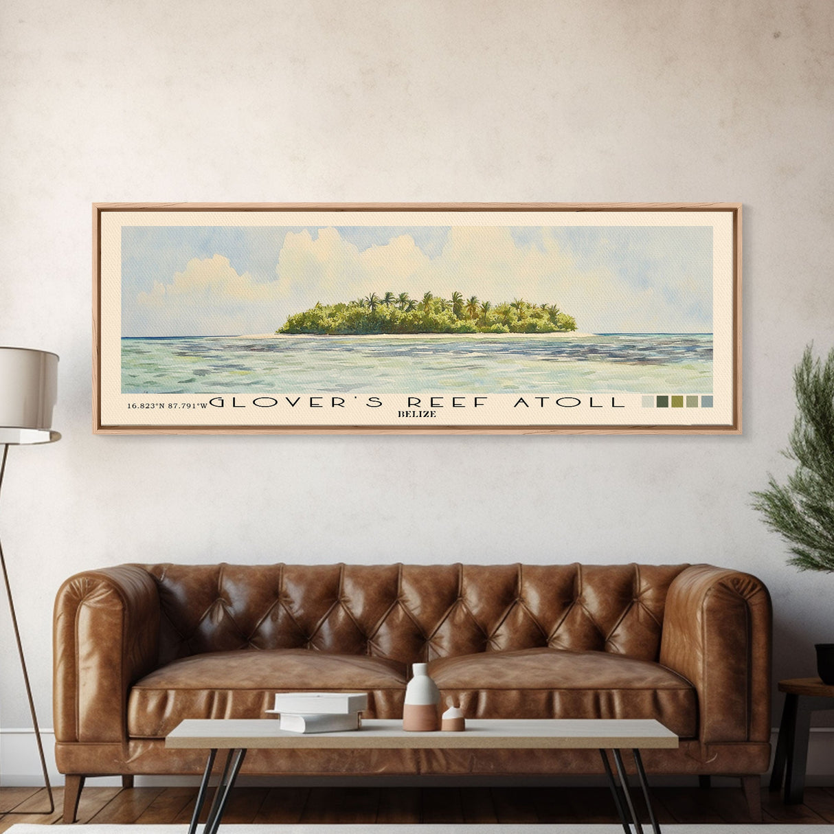Glover’s Reef Atoll, Belize Watercolor Beach Print, Vacation Gift, Belize Wall Art, Beach Painting, Beach Decor, Beach Painting