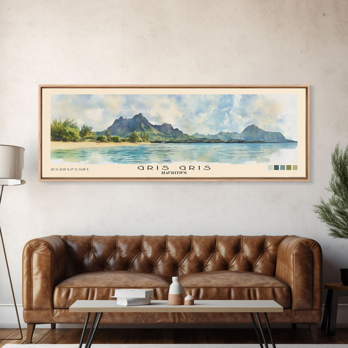 Gris Gris, Mauritius Watercolor Beach Print, Vacation Gift, Mauritius Wall Art, Beach Painting, Beach Decor, Beach Painting