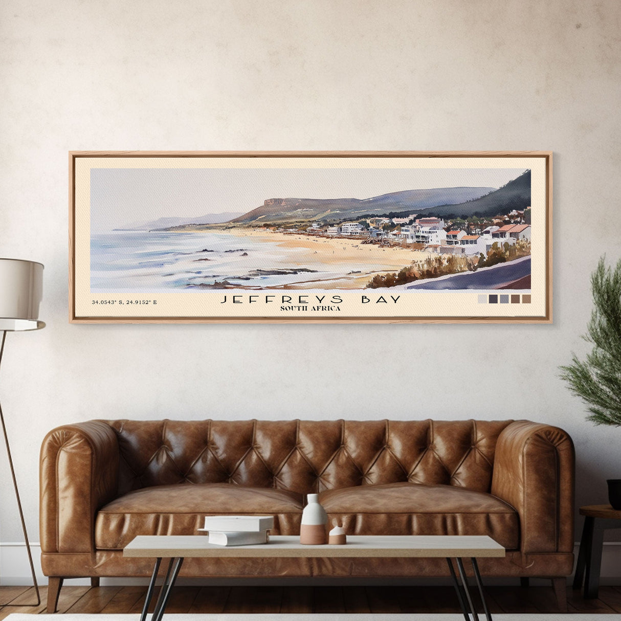 Jeffreys Bay, South Africa Watercolor Print, Vacation Gift, South Africa Wall Art, Beach Painting, Beach Decor, Large Wall Art, Wood Frame Art
