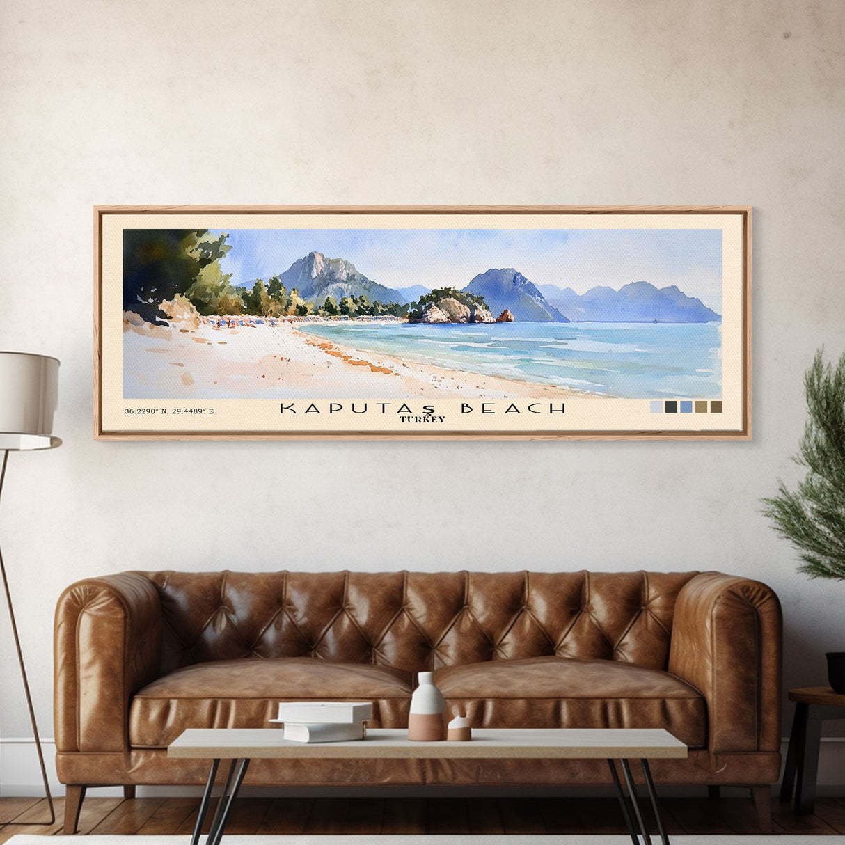 Kaputaş Beach, Turkey Watercolor Beach Print, Vacation Gift, Turkey Wall Art, Beach Painting, Beach Decor, Beach Painting