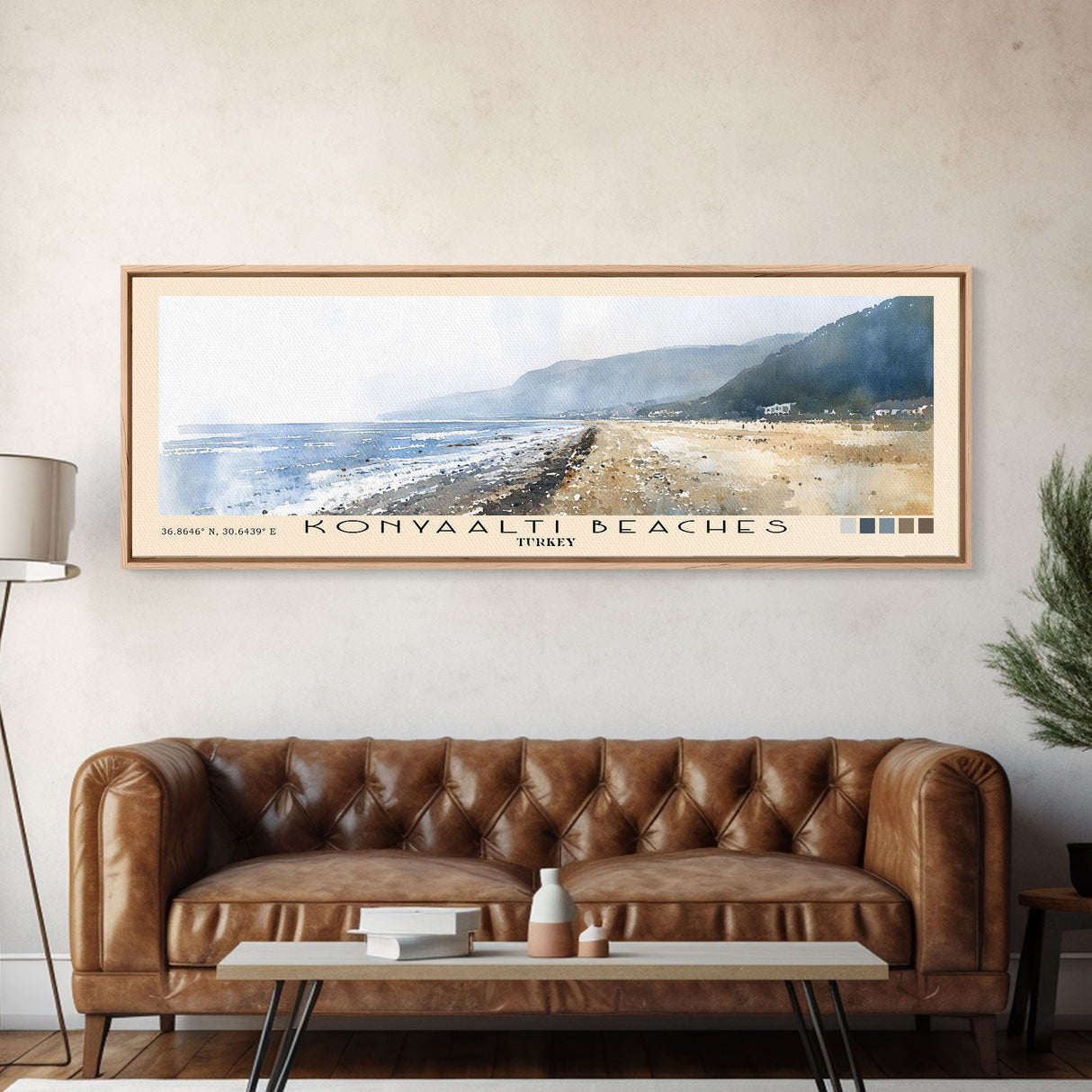 Konyaaltı Beaches, Turkey Watercolor Beach Print, Vacation Gift, Turkey Wall Art, Beach Painting, Beach Decor, Beach Painting