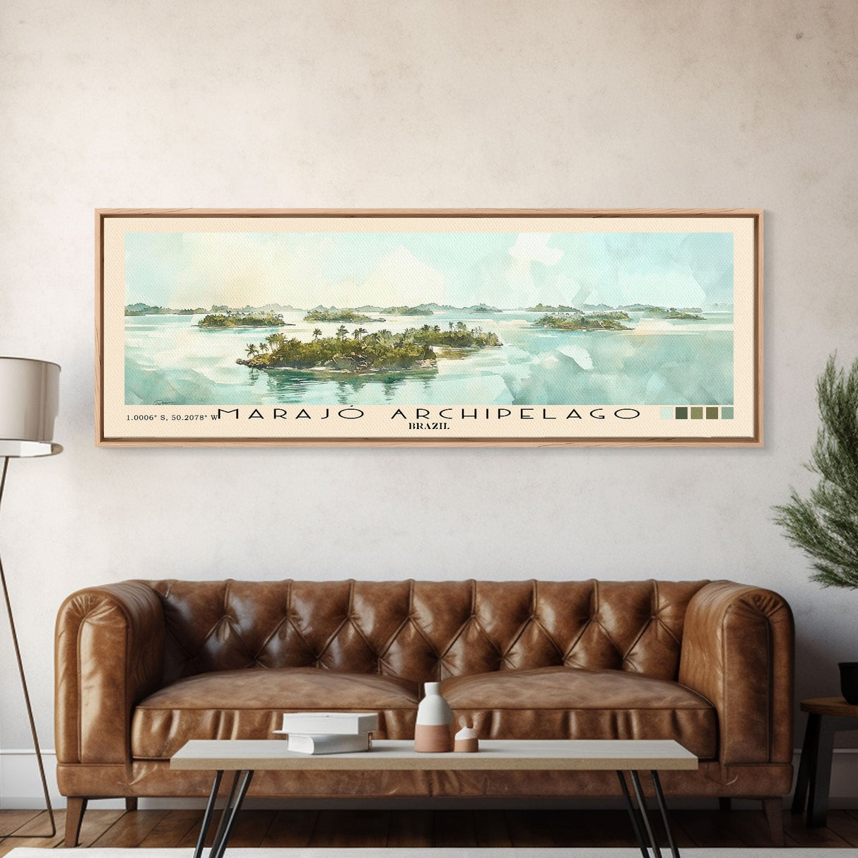 Marajó Archipelago, Brazil Watercolor Print, Vacation Gift, Brazil Wall Art, Beach Painting, Beach Decor, Large Wall Art, Wood Frame Art