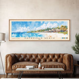 Natadola Beach, Fiji Watercolor Beach Print, Vacation Gift, Fiji Wall Art, Framed Canvas Print, Framed Beach Painting