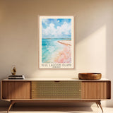 Blue Lagoon Island, Bahamas Watercolor Print, Vacation Gift, Bahamas Wall Art, Beach Painting, Beach Decor, Large Wall Art, Wood Frame Art
