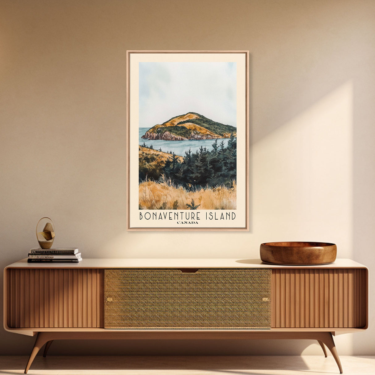 Bonaventure Island, Canada Watercolor Beach Print, Vacation Gift, Canada Wall Art, Beach Painting, Beach Decor, Beach Painting