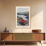 Faial Island, Portugal Watercolor Beach Print, Vacation Gift, Portugal Wall Art, Framed Canvas Print, Framed Beach Painting