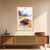 Huanchaco, Peru Watercolor Beach Print, Vacation Gift, Peru Wall Art, Framed Canvas Print, Framed Beach Painting