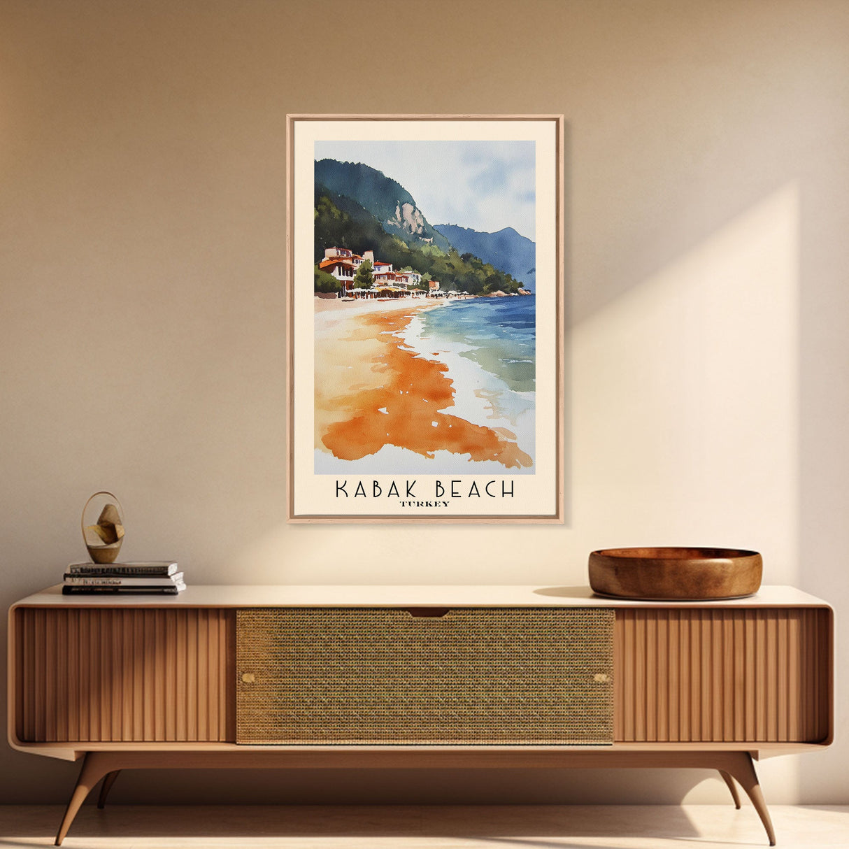 Kabak Beach, Turkey Watercolor Beach Print, Vacation Gift, Turkey Wall Art, Beach Painting, Beach Decor, Beach Painting