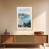 Santa Catalina Island, California Watercolor Beach Print, Vacation Gift, California Wall Art, Framed Canvas Print, Framed Beach Painting