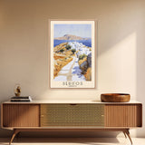 Serifos, Greece Watercolor Print, Vacation Gift, Greece Wall Art, Beach Painting, Beach Decor, Large Wall Art, Wood Frame Art