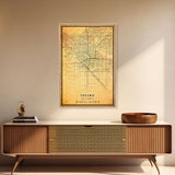 Distressed Fresno California Map, Framed Canvas Print Or Poster, California Map Print, Freso City Wall Art Map Print, Rustic Map Art