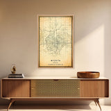 Vintage Wichita Kansas map print poster or framed canvas, Wichita map print poster canvas, Wichita city map print poster canvas, Travel Art