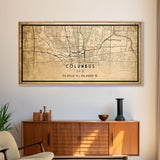 Columbus vintage map print poster or framed canvas, Ohio map print poster canvas, Columbus city map print poster canvas