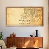 Old Map of Long Beach California, Distressed Vintage Map | Vintage Poster Wall Art Print | Wall Map Print | Old Map Print, Framed Canvas Map