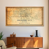 Oklahoma City Vintage Map Print, Oklahoma Map, Oklahoma State Map Art, Oklahoma City Road Map Poster, Vintage Map Gift, Road Trip Art
