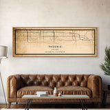 Phoenix Arizona Panoramic Street Map, Framed Canvas Art, Arizona United States Road Map Wall Art, Office Wall Art, Wall Decor for Office